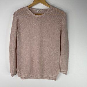 ARITZIA T. BABATON Women Pale Pink Linen Silk Pullover Knit Sweater
